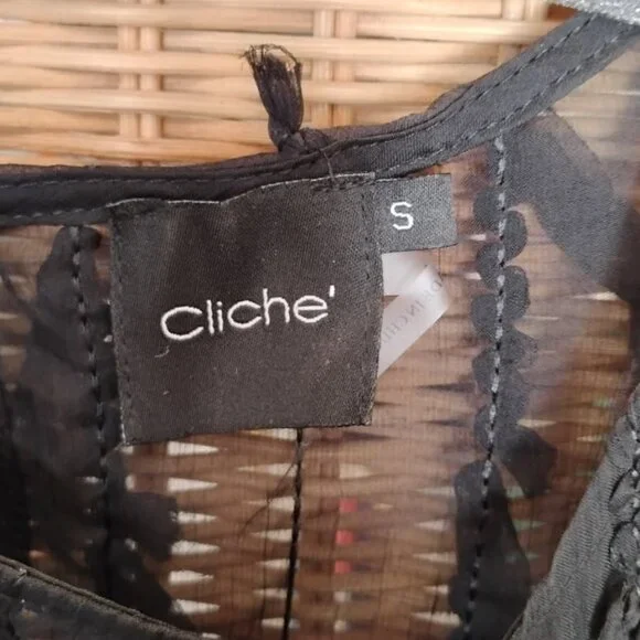 Blouse Women Jet Black Small Long Sleeves - Picture 6 of 6